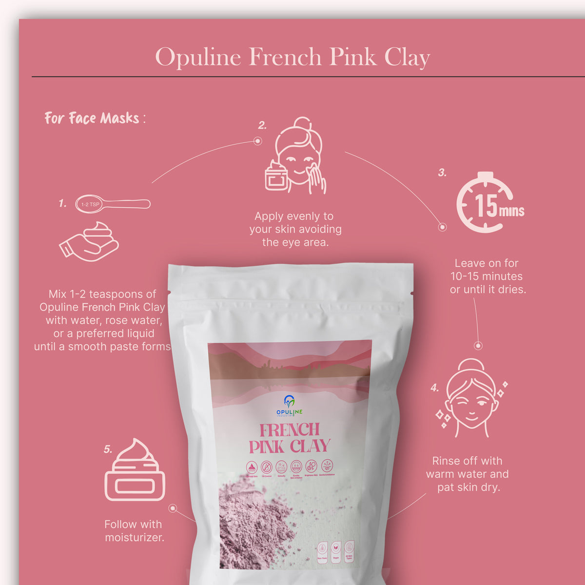 French Pink Clay for Healthy and Glowing Skin | 200 grams