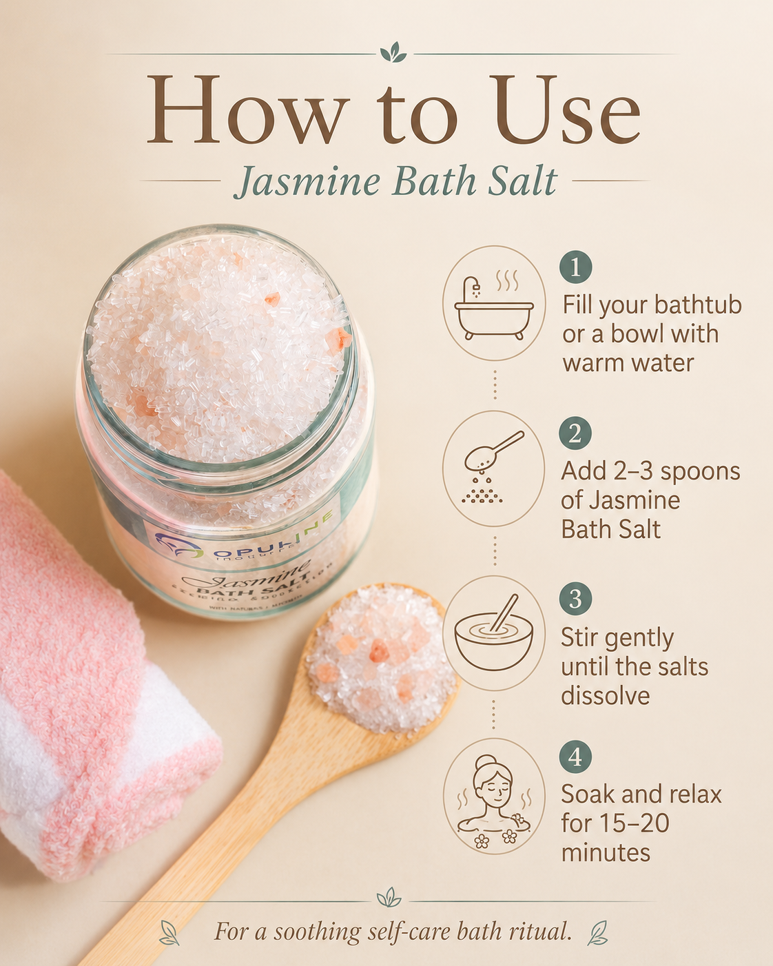 Jasmine Bath Salt with Epsom Salt | 250 grams