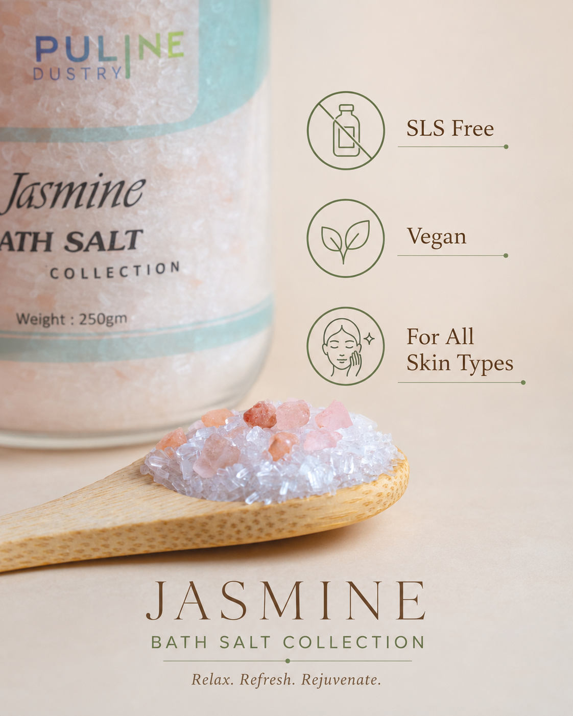 Jasmine Bath Salt with Epsom Salt | 250 grams