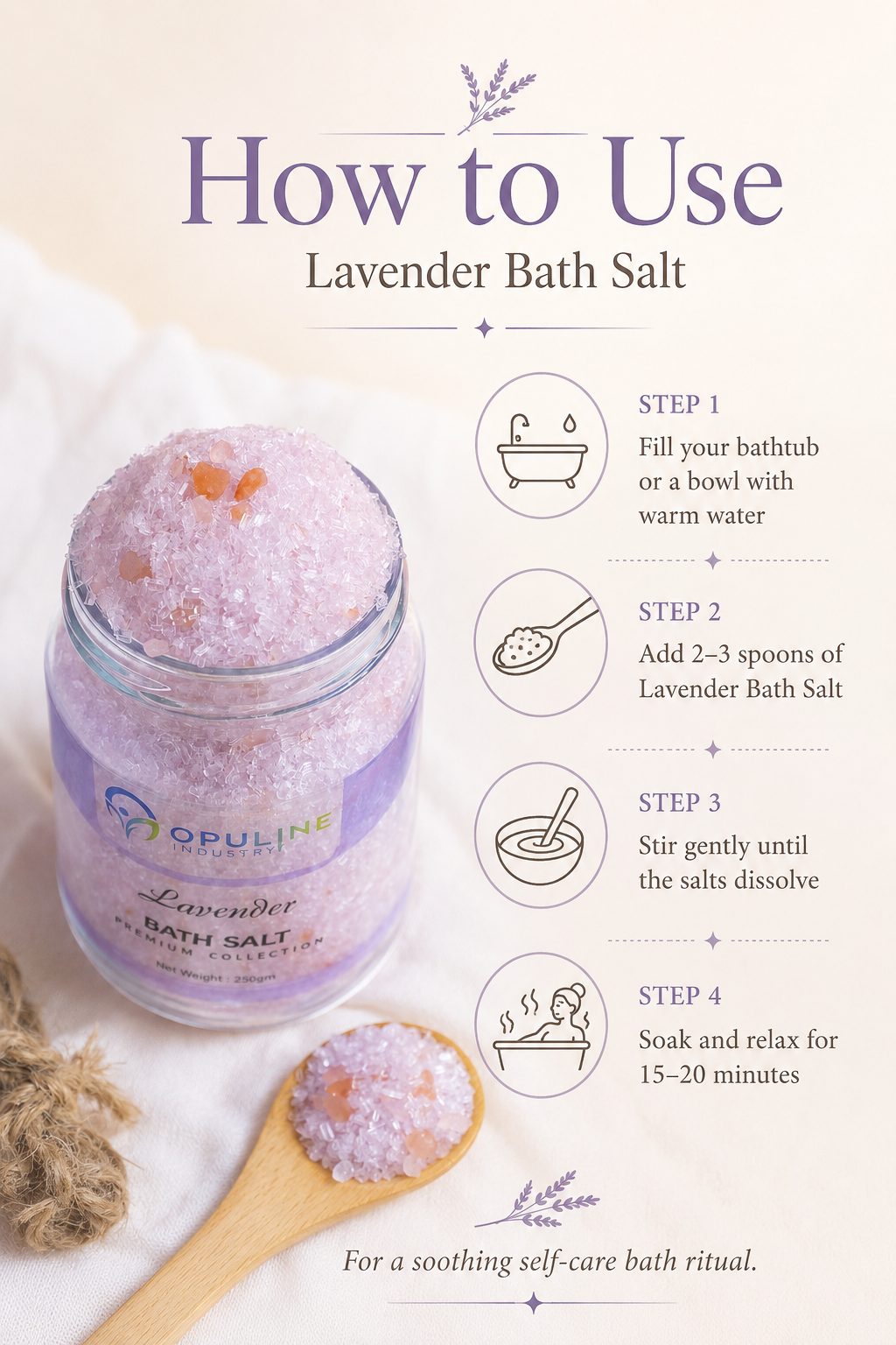 Lavender Bath Salt with Epsom Salt | 250 grams