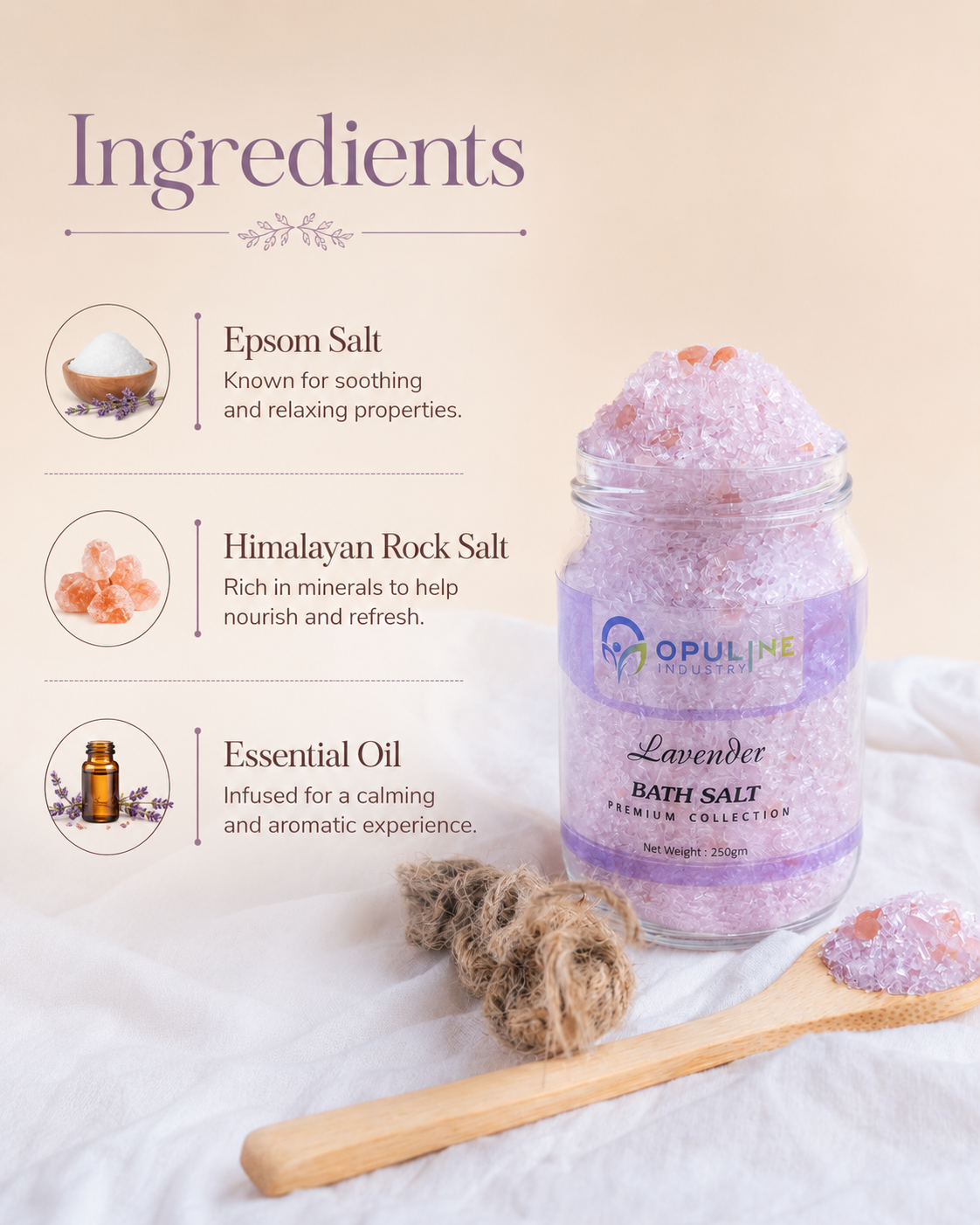 Lavender Bath Salt with Epsom Salt | 250 grams