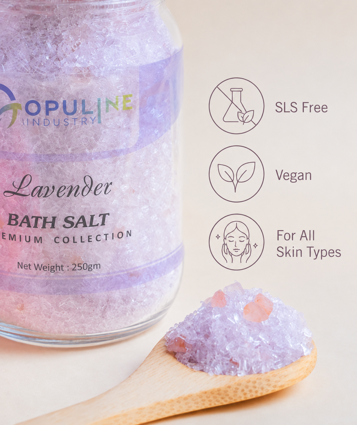 Lavender Bath Salt with Epsom Salt | 250 grams