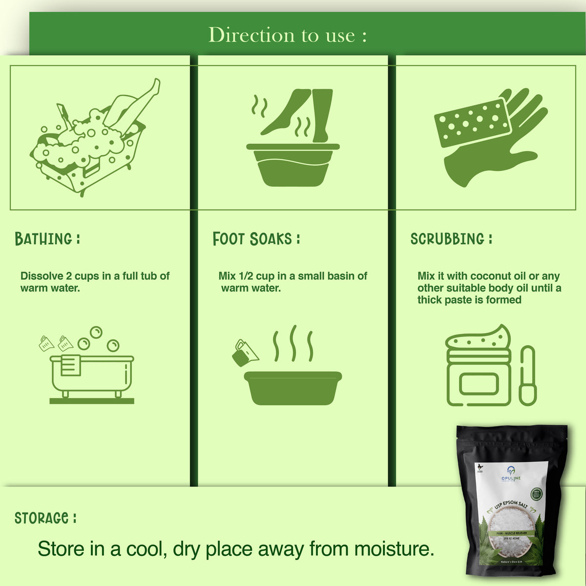 Pure Epsom Salt Crystal for Bath and Foot Soak